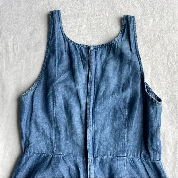 Madewell Chambray Muralist Jumpsuit Womens sz 00 Blue Denim Cotton Linen Cropped - Picture 16 of 16